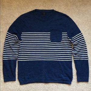 JCrew Textured Cotton Sweater, Navy w/ White